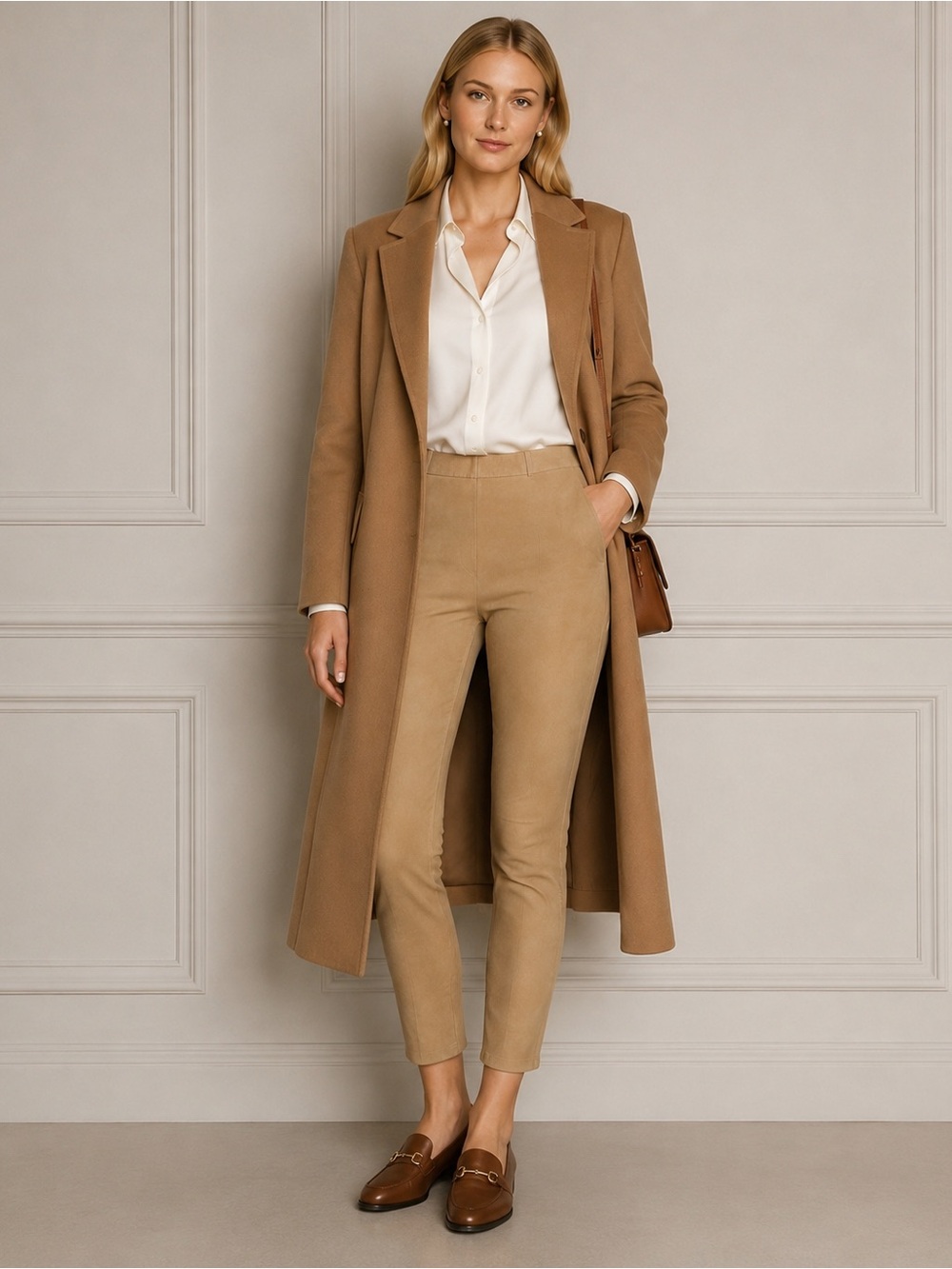 Michael Kors 100% Leather Skinny Leg Pants Camel Size 4